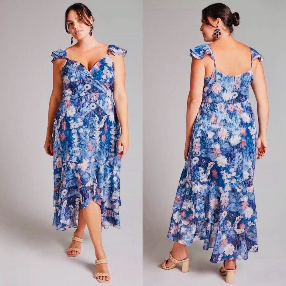 ANTHROPOLOGIE Blue Floral Maxi Dress - Picture 2 of 8